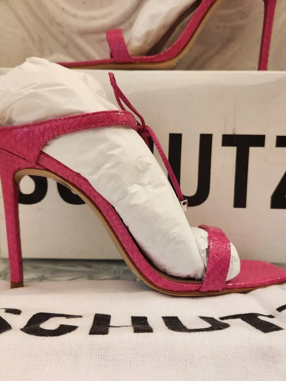 SCHUTZ Women's Mavis Heel Sandals. Leather. Paradise Pink. NIB. Size Various